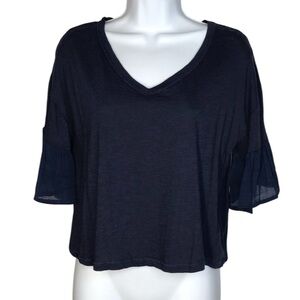 Bobeau Cotton/Modal Crop Top | Navy | MP